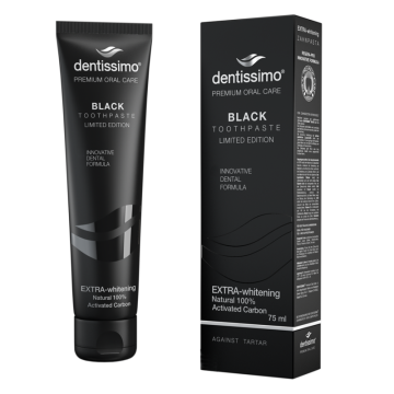 Dentissimo Black Extra Whitening Toothpaste against cavities bright smile natural fluorid